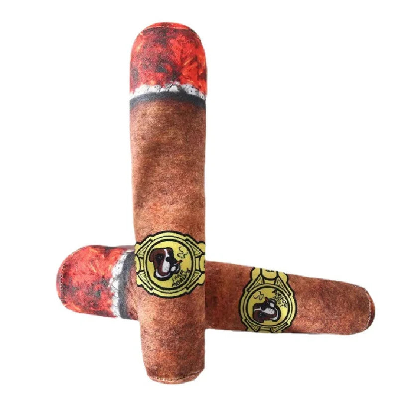 Popular Dog Sound Toy Orange Simulation Cigar Plush Pet Toy 25*6*4cm Dog Handsome Squeaky Toy Dog Cute Training Toy