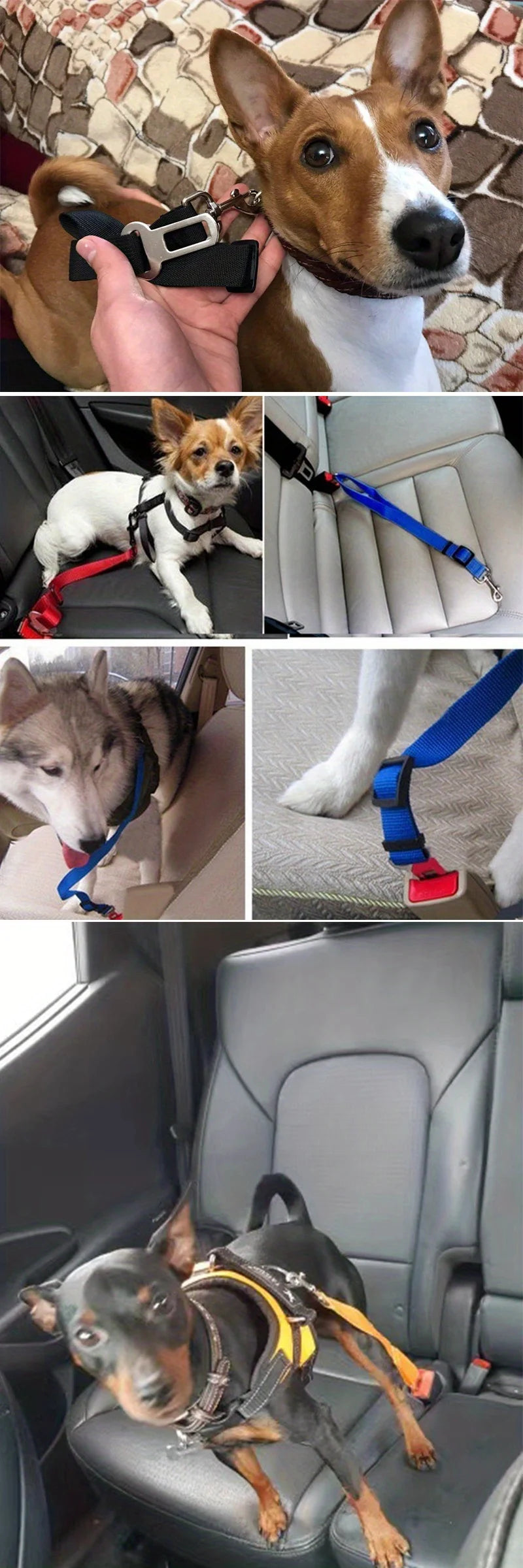 Adjustable Harness and Leash Cat Dog Car Seat Belt Pet Seat Vehicle Dog Harness Lead Clip  TractionCar Travel Supplies for Dogs