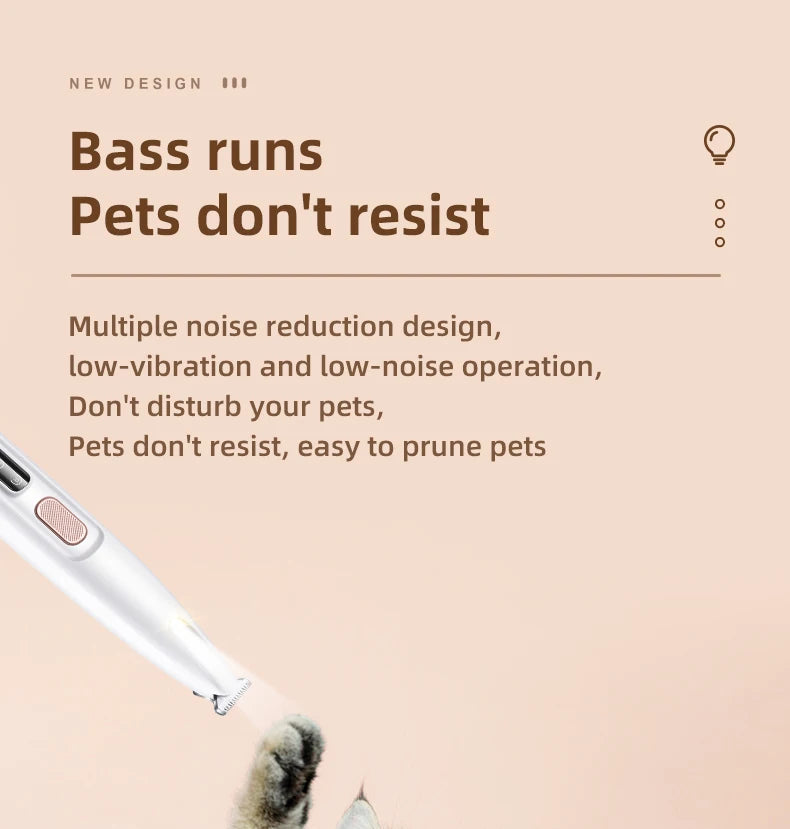 Pet Dog Electric Groomer Trimmer with LED Light Waterproof Pet Foot Hair Trimmer Low Noise Cat Dog Face Foot Ear Hip Paw Shaver