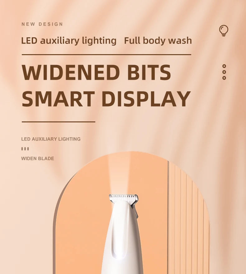 Pet Dog Electric Groomer Trimmer with LED Light Waterproof Pet Foot Hair Trimmer Low Noise Cat Dog Face Foot Ear Hip Paw Shaver