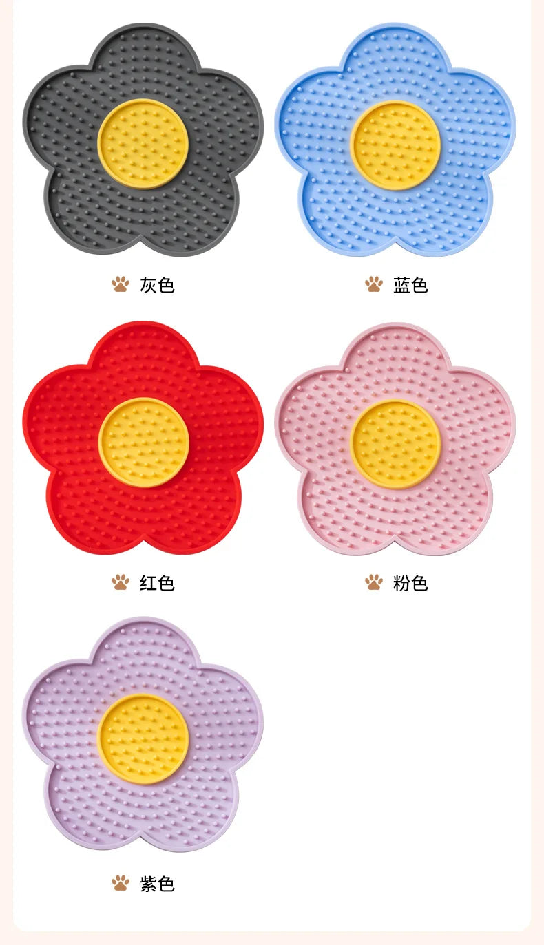 Pet Supplies Cat Licking Pad Sun Flower Shape Silicone Dog Licking Plate Cute Pet slow licking mat