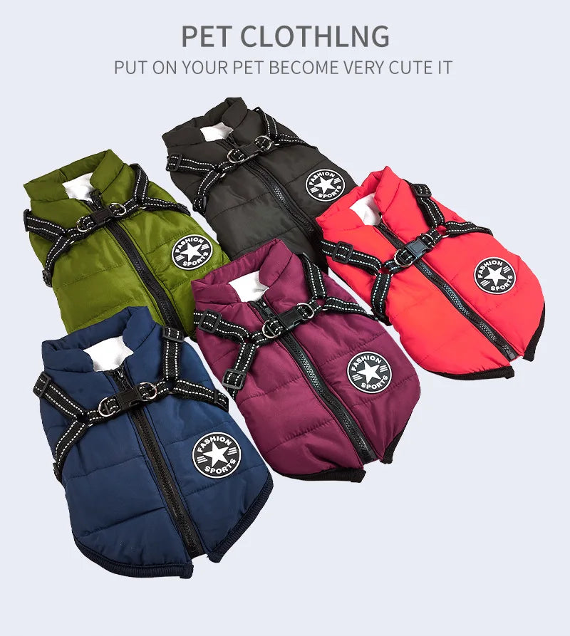 Winter Jacket for Dog Warm Clothes Waterproof Warm Clothes Chest Back One Pet Dog Down Clothes Fashion New Pet Clothing
