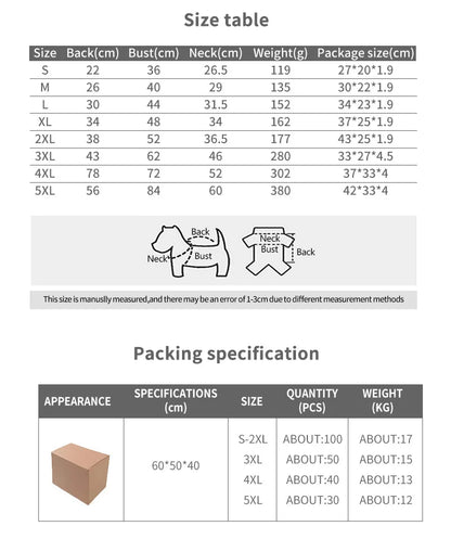 Winter Jacket for Dog Warm Clothes Waterproof Warm Clothes Chest Back One Pet Dog Down Clothes Fashion New Pet Clothing