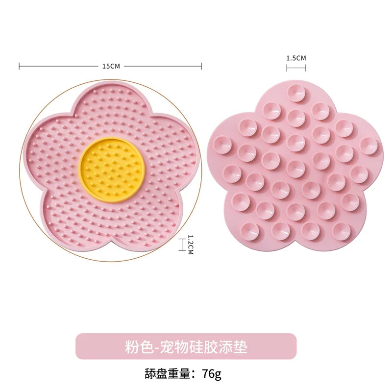 Pet Supplies Cat Licking Pad Sun Flower Shape Silicone Dog Licking Plate Cute Pet slow licking mat