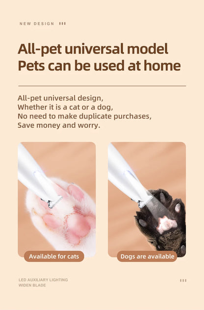 Pet Dog Electric Groomer Trimmer with LED Light Waterproof Pet Foot Hair Trimmer Low Noise Cat Dog Face Foot Ear Hip Paw Shaver