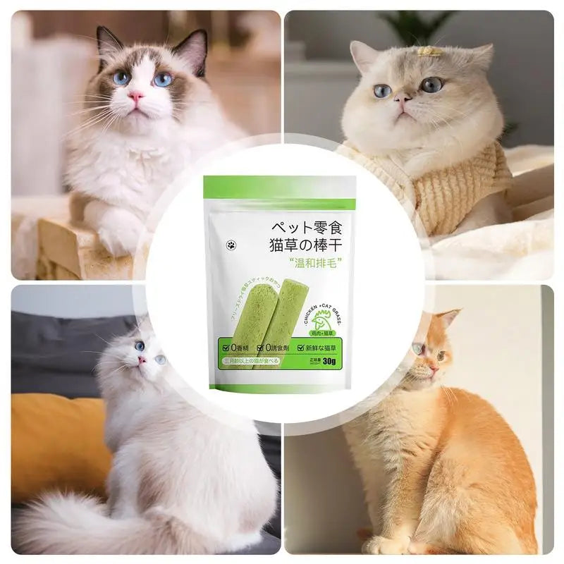6PCS Cat Grass Teeth Grinding Stick Pet Snacks Hairball Removal Mild Hair Row Ready To Eat Cat Baby Cat Teeth Cleaner Teeth Care