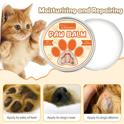 Paw Balm for Cats 50g Pet Moisturizer Cat Dog Paw Protective Cream for Repair Dry Cracked Paws and Noses Puppy Foot Balm
