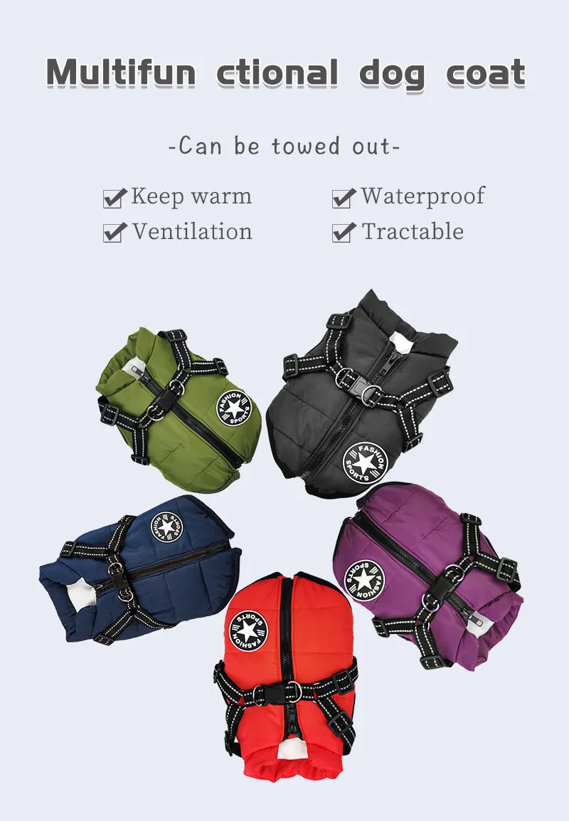 Winter Jacket for Dog Warm Clothes Waterproof Warm Clothes Chest Back One Pet Dog Down Clothes Fashion New Pet Clothing