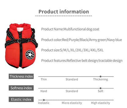 Winter Jacket for Dog Warm Clothes Waterproof Warm Clothes Chest Back One Pet Dog Down Clothes Fashion New Pet Clothing