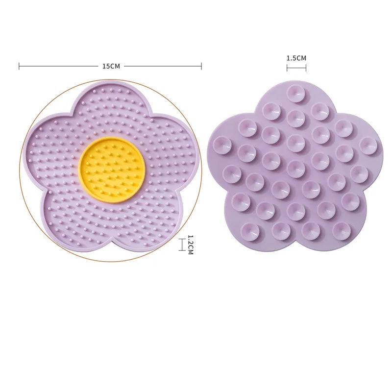 Pet Supplies Cat Licking Pad Sun Flower Shape Silicone Dog Licking Plate Cute Pet slow licking mat