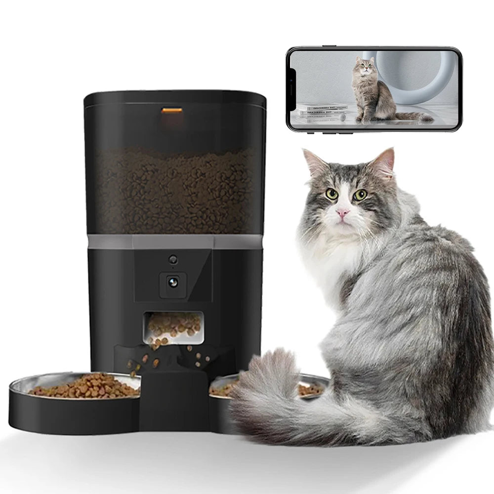 4L Double Meal Camera APP Automatic Pet Feeder Time For Pet Cats Dog Food Stainless Steel Bowl Video Dispenser Smart Pet Feeder