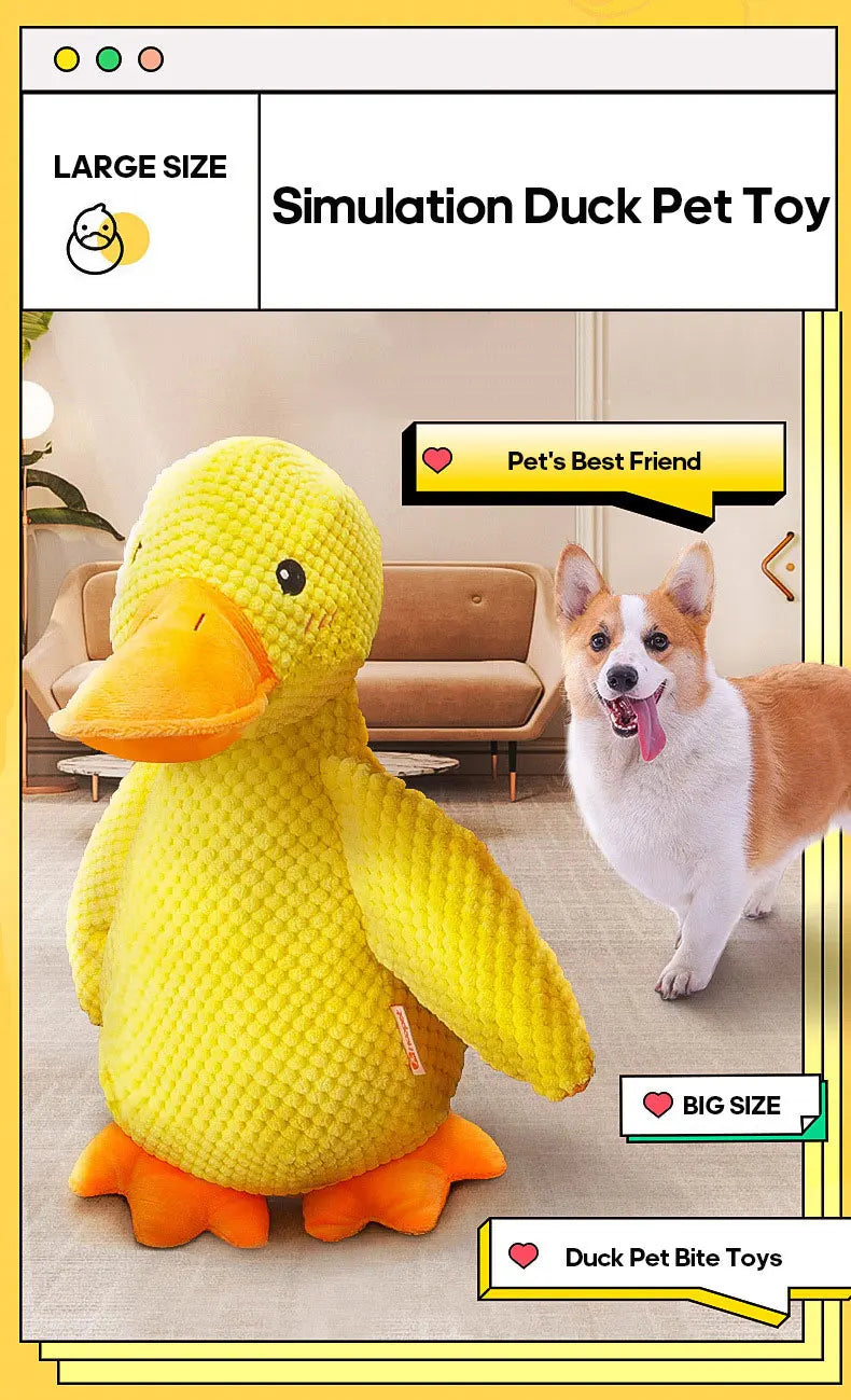 Dog Toy Stomping Duck Bite Resistant Grinding Teeth Cleaning Large Dog Interactive Entertainment Puppy Boredom Pet Plush Toy