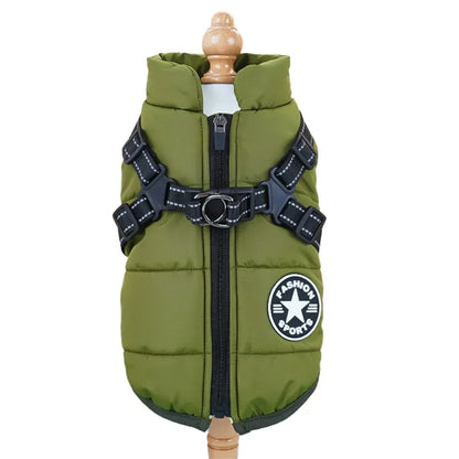 Large Pet Dog Jacket With Harness Winter Warm Dog Clothes For Labrador Waterproof Big Dog Coat Chihuahua French Bulldog Outfits