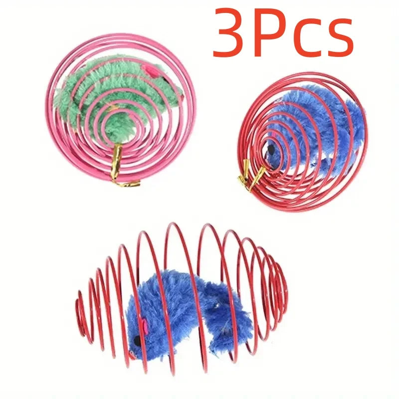 1Pc/3PCS Cat Toy Balls Funny Stretchable Kitten Springs Toys Interactive Caged Rats Rolling Cat Balls Random Color Cat Dog