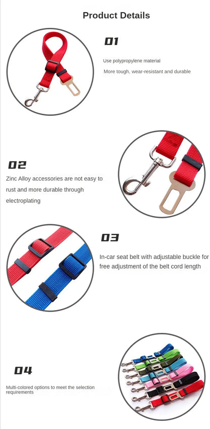 Adjustable Harness and Leash Cat Dog Car Seat Belt Pet Seat Vehicle Dog Harness Lead Clip  TractionCar Travel Supplies for Dogs