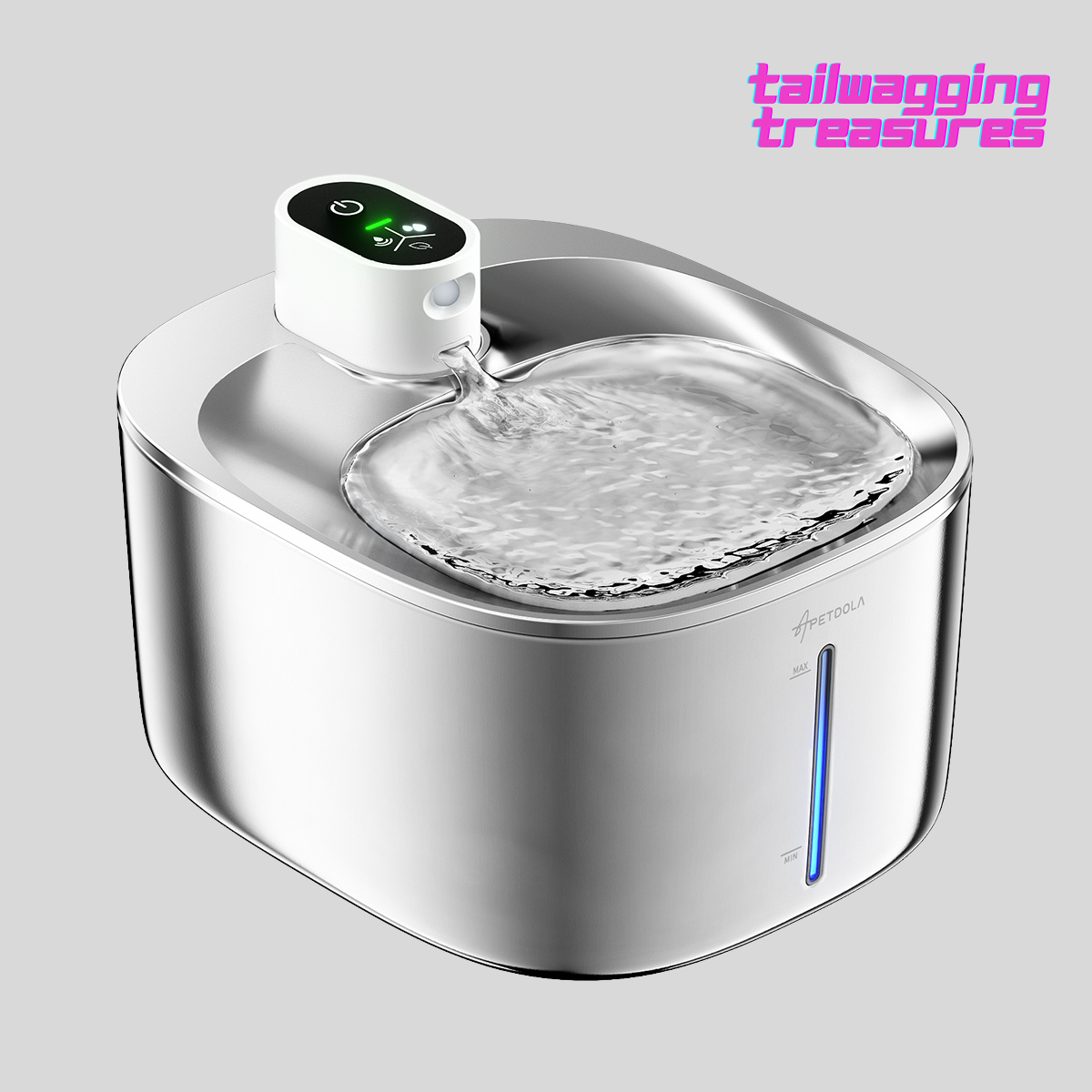 Fontaine sans fil PetHydrate pour animaux – 4L en acier inoxydable, facile à nettoyer et durable